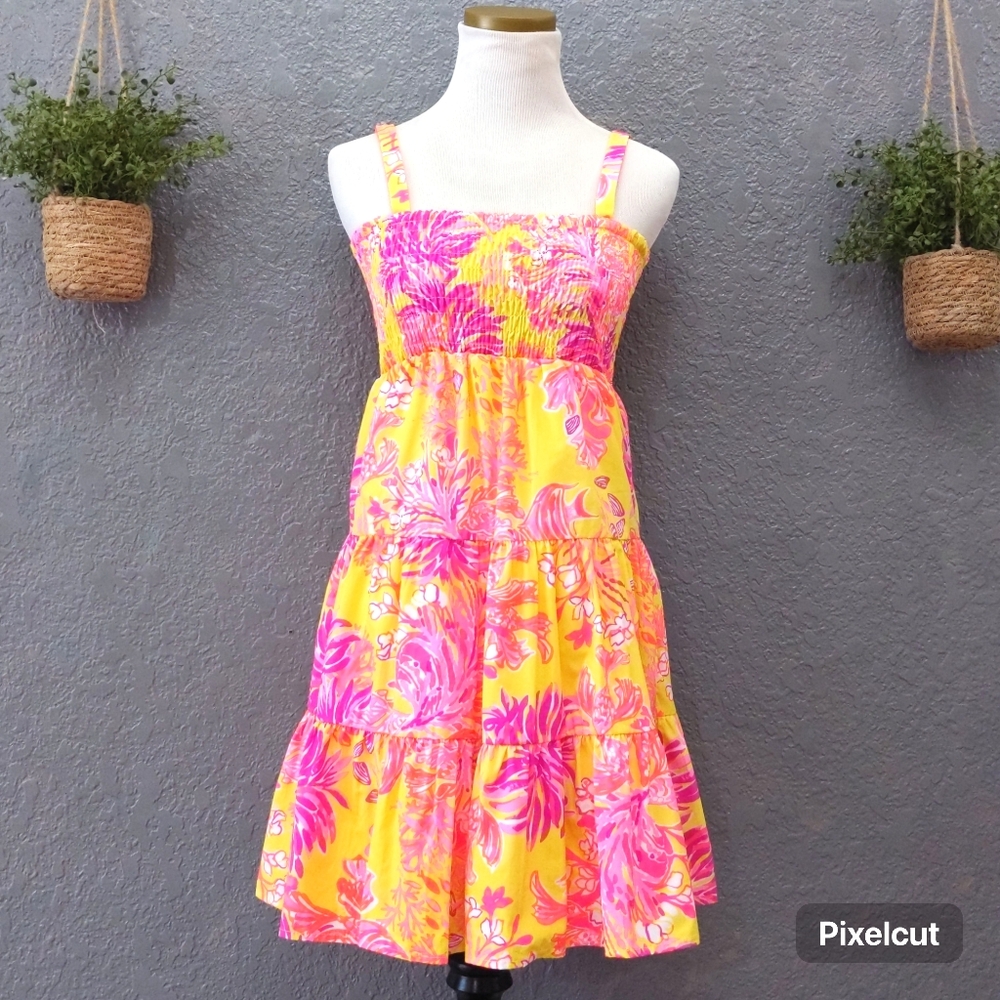 Lilly Pulitzer Violet Dress Calla Yellow Kids Girls' XL